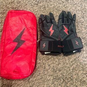Black and Red Kids Gloves with Pouch